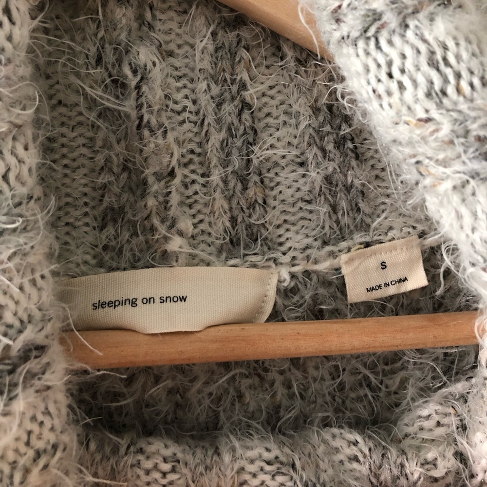 Anthropologie Gray and Cream Cowl Neck Sweater - Picture 14 of 15